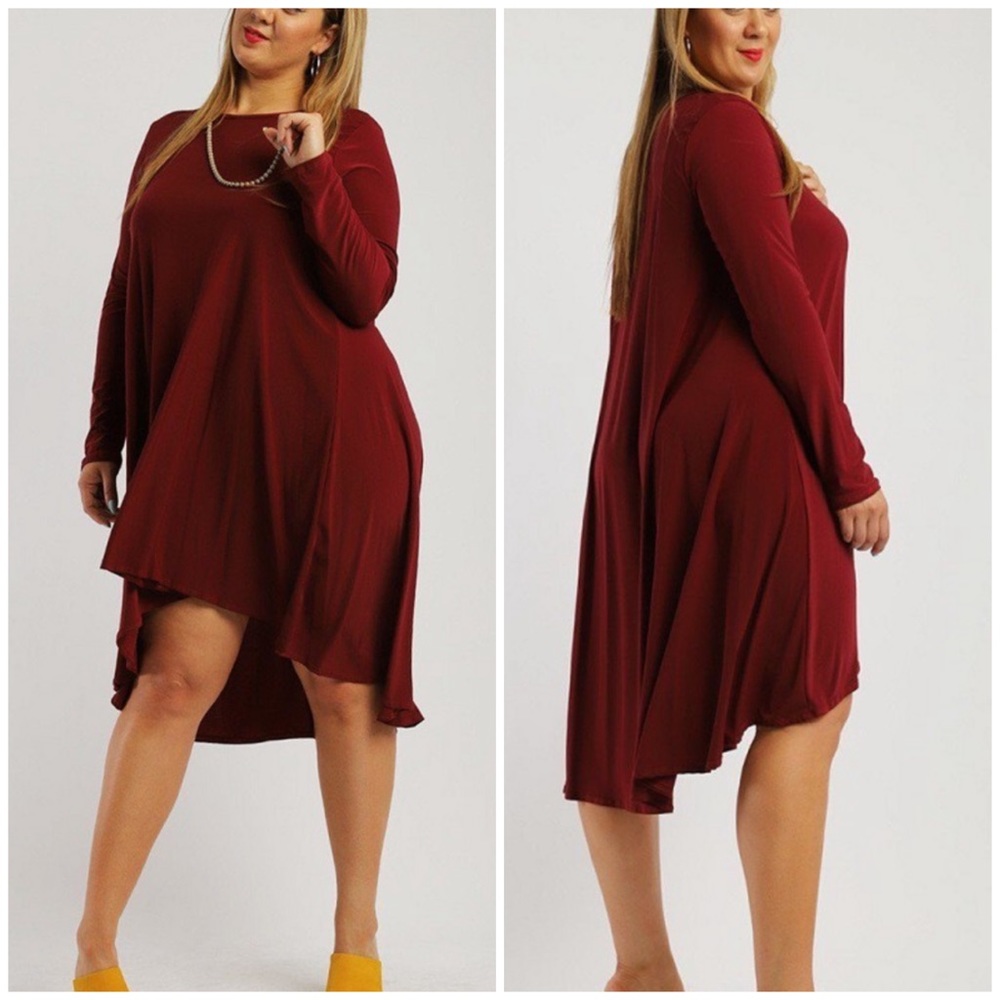 Made in 🇺🇸Plus size hi lo asymmetrical dress